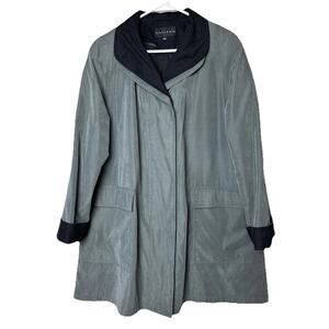 Vtg Gallery Womens Large Gray Suede Jacket Removable Black Lining Wool Blend